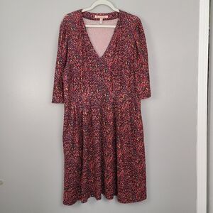 Modcloth Hutch V-neck Floral Half-sSleeve Pullover Plus Size Dress W/ Pockets 1x